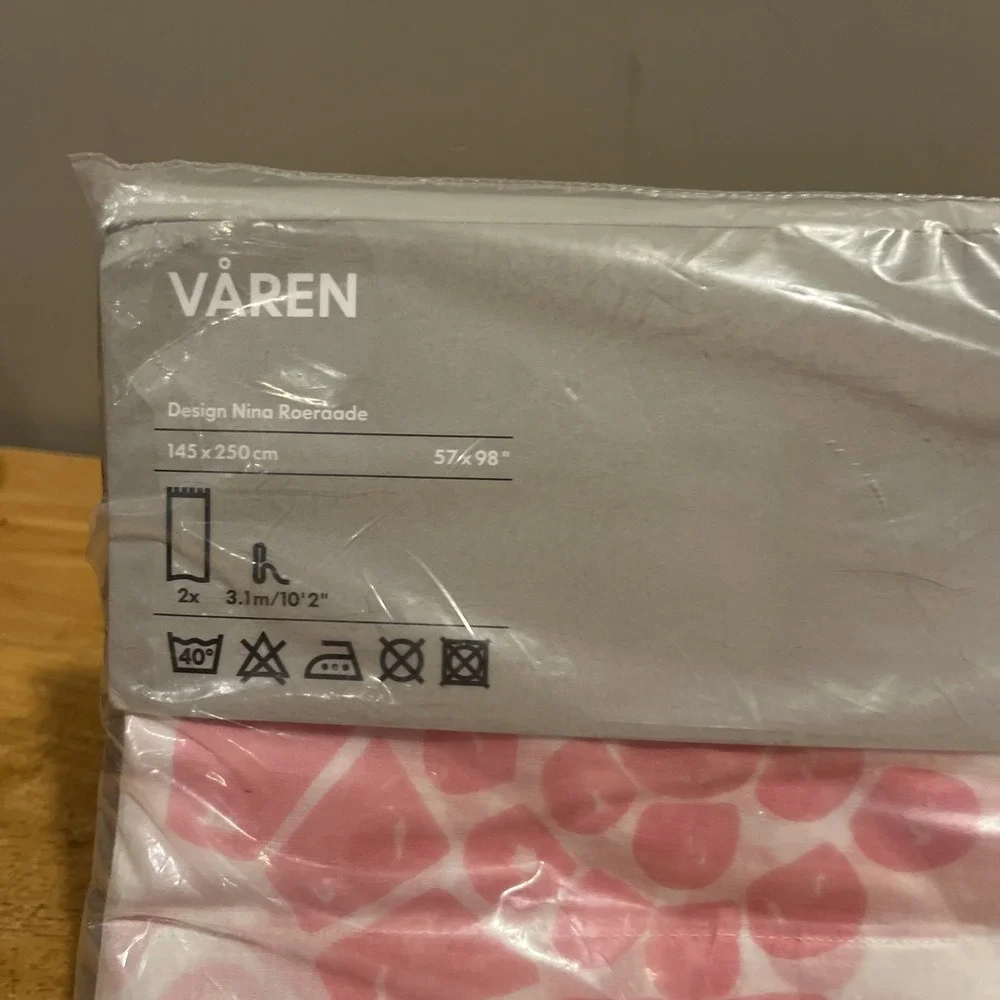 IKEA Curtain Panels Varen Nina Roeraade White Pink 57x98